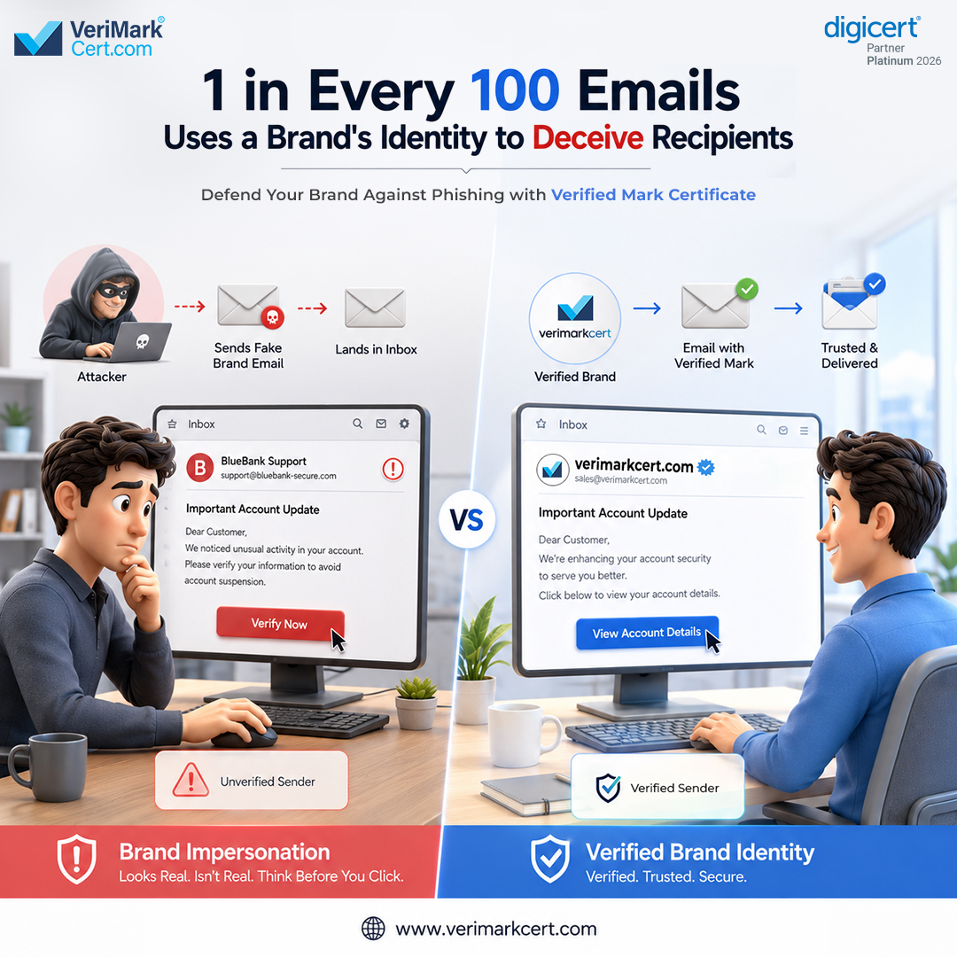 verimarkcert's tweet photo. Fake emails can copy your brand.
They can’t copy verified trust.
A VMC helps eligible brands display their verified logo in supported inboxes.

📩 sales@verimarkcert.com
#VMC #EmailSecurity #BIMI https://t.co/4HiWOVCxaK