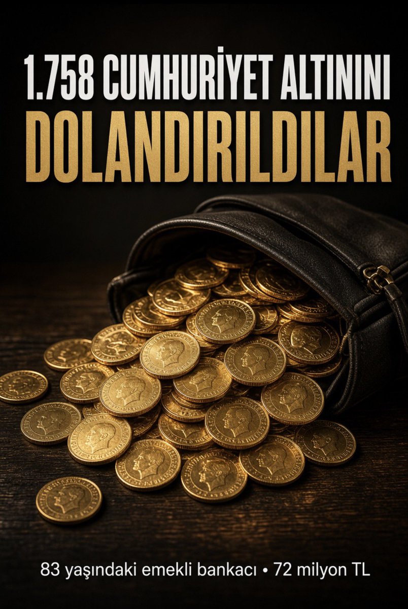 Kriptocum4's tweet photo. Dinçer amca maşallah Okadar altını nasıl azimle biriktirdin 

83 yaşındaki emekli bankacı Dinçer amca, 35 yıllık birikimini bir telefonla kaybetti.
Kendilerini polis-savcı diye tanıttılar. “Hesapların kara para aklamada kullanılıyor, vatanını seviyorsan yardım et” dediler. 50 kez aradılar. Amca “hipnotize ettiler” diyor.
Kiralık kasadan 1.758 Cumhuriyet altınını aldı. Etiler’de kapüşonlu çocuğa kendi eliyle teslim etti. O günkü değer: 72 milyon TL.
Finansçıydı. Bankacıydı. Yine de düştü. Çünkü tuzak bilgiye değil, duyguya kuruluyor.
Polis telefonla altın istemez. Savcı kasa açtırmaz.
Annenize, babanıza bunu bir kez daha söyleyin. Bir sonraki kurban sizin evinizdeki yaşlı olabilir.
