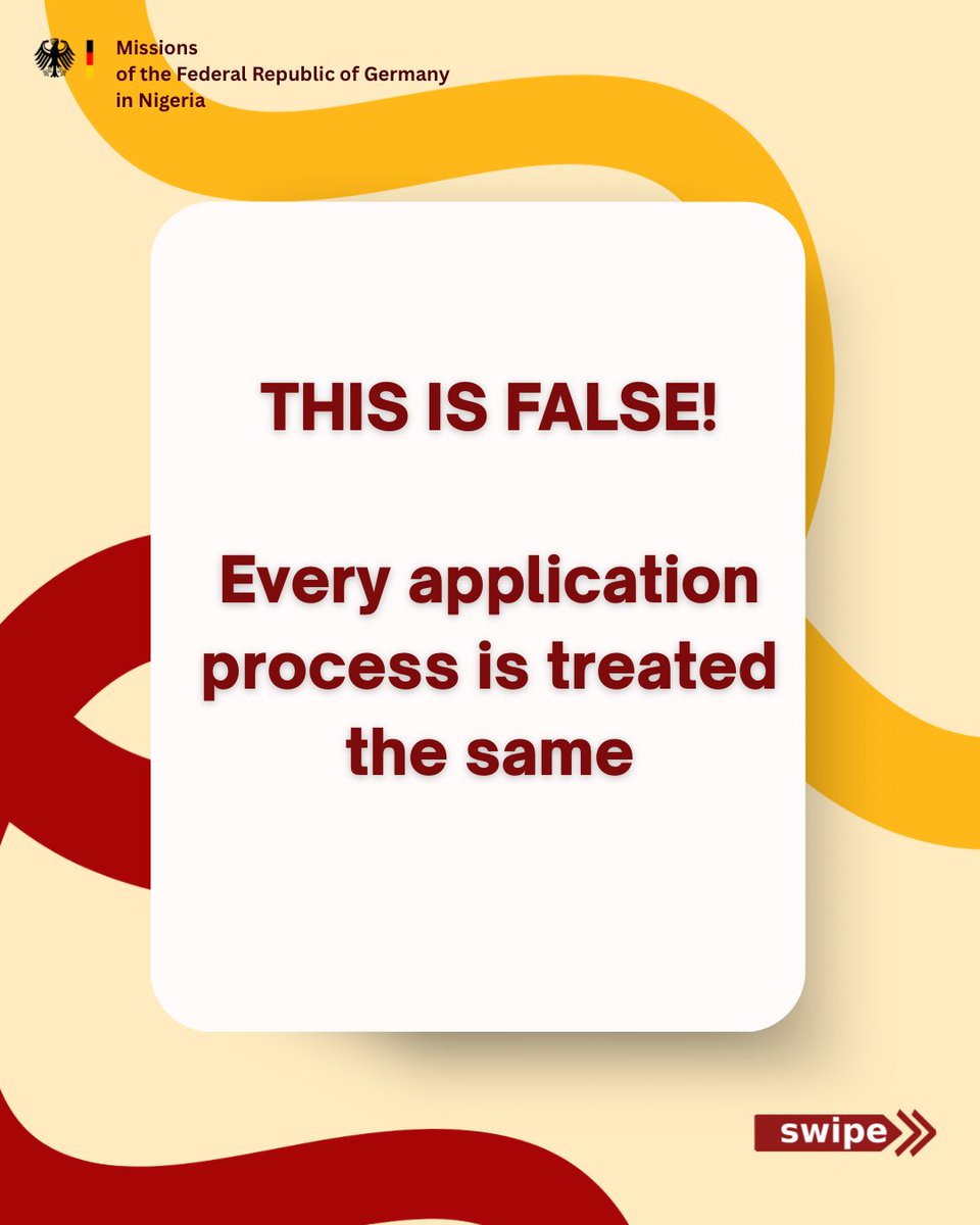 GERinNigeria's tweet photo. If you’ve heard this before, you might want to check out today’s post 👍🏼 

‼️ Beware of misinformation.
Save yourself the hassle & just ask us directly 🤷‍♀️. Tell us some of the things you’ve heard from “visa agents”in the comments ⬇️ and we’ll answer in upcoming posts.

Share 📲, follow us ✅ & see you next Wednesday 👍🏼🙂

⚠️Disclamer⚠️ - We DO NOT WORK with any “Visa Agents”! All information is freely available on our website - https://t.co/058hcKYSdC 

#VisaMythBusting