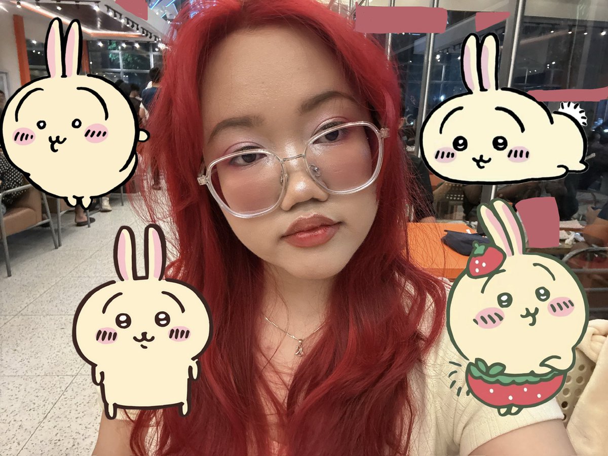 cherubitomato's tweet photo. [QUEER FRIENDSHIP APPLICATION]

name : nyan
age : quarter life crisis 🙏🏼 minors dnf yaa
zodiac : libra 
height : 160cm 🤏🏼
hobby : merahin rambut (goal achieved :p)
funfact : aku punya 3 anak, 2 kucing dan 1 makhluk gendut (usagi). im very normal about chiikawa i swear https://t.co/XXxTtsuB5Z
