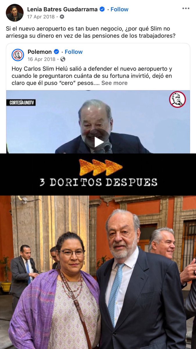 ArturoVill7's tweet photo. Lenia Batres era una férrea crítica de Carlos Slim… hasta que le cayó del cielo un puesto de ministra y su líder moral terminó llenando de contratos a las empresas del magnate.

Es normal… Batres salió de una vecindad, se hizo famosa por ser una vieja gritona y vulgar, y ahora que probó mieles del poder quiere codearse con la élite del país que antes tanto criticaba.

Sí… una “nueva rica” de la 4T