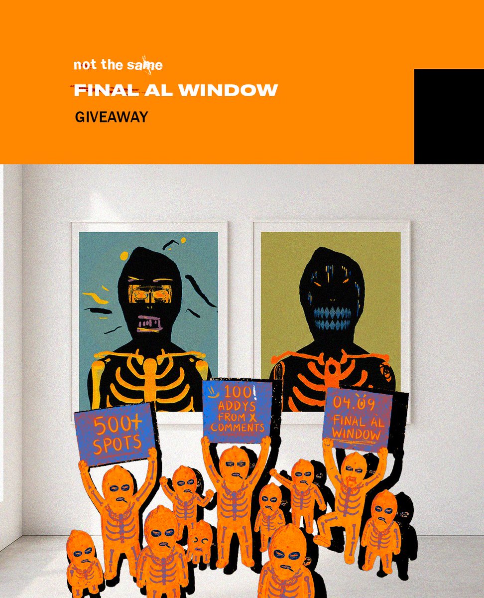 notthesamepfp's tweet photo. GM 🧡

— GIVEAWAY ALERT 🔥

Giving away 100 spots from the FINAL AL WINDOW.

To enter:
— follow @whoslord (Creator) 
— drop your ETH wallet &amp; tag 1 friend 🧡

100 winners will be selected from the replies! https://t.co/gBjymhEpRz