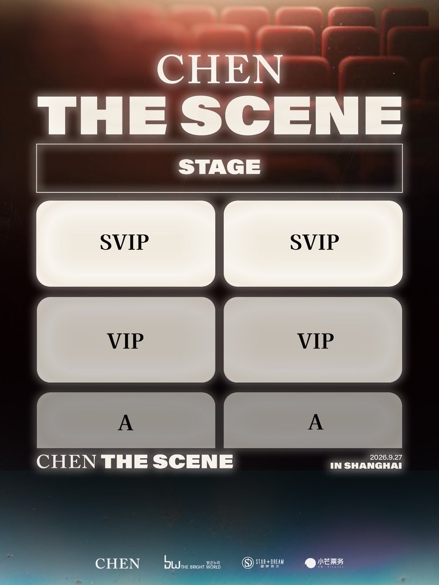 EXOGlobal's tweet photo. INFO ℹ️ | 260902 #CHEN <THE SCENE> Fanmeeting in Shanghai🇨🇳
🔗 https://t.co/wiTsgB5wop

📅 Sep 27, 2026 
📍Shanghai, China (Private Venue)
🎟️ 880 CNY - 1680 CNY
🎫 Ticket sales starts on Sep 5, 5PM KST via https://t.co/ig3T4l4Aa4

#EXO #엑소 @weareoneEXO @INB100_official @CHEN_INB100