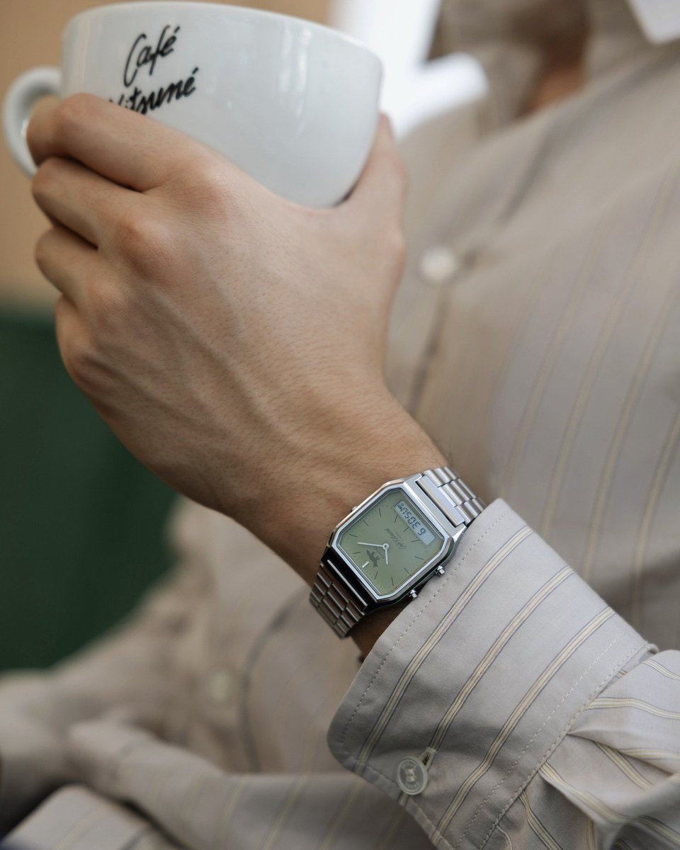 4AAAAart's tweet photo. The Casio × Café Kitsuné AQ-230ECK-3A

A limited-edition collaboration watch featuring a matcha-inspired green dial* https://t.co/8iu4E2tjEi