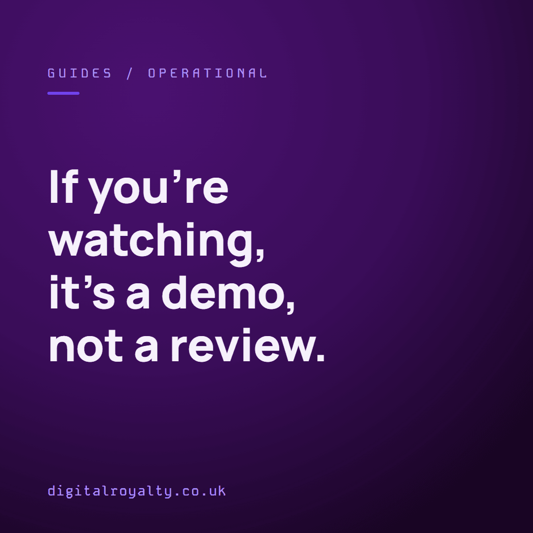 digitalxroyalty's tweet photo. If you're watching someone click through the work, it's a demo. It isn't a review.

https://t.co/GbiRP9xyVR https://t.co/D008VP5Cx4