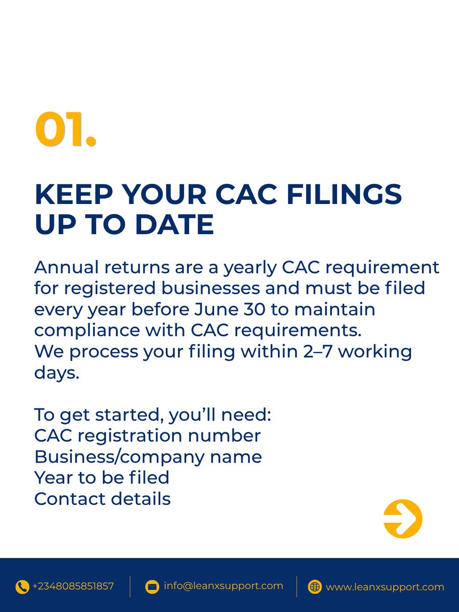 Leanx_Support's tweet photo. CAC registration is just the beginning. Stay compliant with your ongoing business requirements.
Need help? Contact Leanx Support.
π +234 808 585 1857
#LeanxSupport #CACNigeria #BusinessCompliance https://t.co/wq4X8UaTOZ