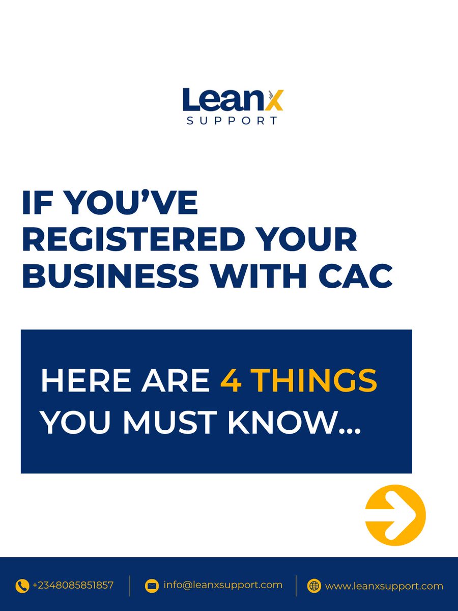 Leanx_Support's tweet photo. CAC registration is just the beginning. Stay compliant with your ongoing business requirements.
Need help? Contact Leanx Support.
π +234 808 585 1857
#LeanxSupport #CACNigeria #BusinessCompliance https://t.co/wq4X8UaTOZ