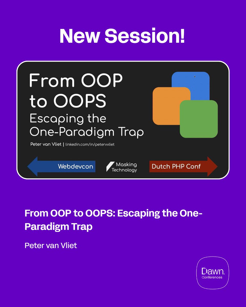 Appdevcon's tweet photo. Peter van Vliet presents 'From OOP to OOPS: Escaping the One-Paradigm Trap' at Appdevcon. Watch the recording and pick up practical developer insights. 

🎥 https://t.co/YmjXvY04AX 

#developers #programming https://t.co/JFQb5ch3E2