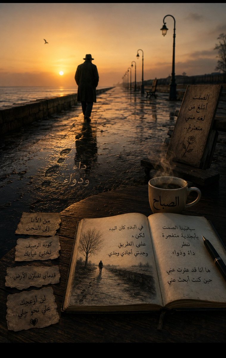 AhmedAh13367456's tweet photo. في البدء كان البدء،
لكن،
على الطريق 
وجدتني أحادي وحدي،
 
لقد دعوت نفسي أن تخرج 
من حالة "الأنا "
وأوهمتها بالاستعداد للدخول 
في وضعية "النحن"

لا بأس..
سأخبئ غيابك في كآبة الرصيف، 
وأكمل أغنيتي وحدي..

لإن اشتكت اللغة من استحالة المثنى ،
فيكفي أن قدماي تقبلان الأرض..

سيكتبنا الصمت بأبجدية متفجرة 
تقطر 
داء ودواء..
وسينسجم الحبر مع حروف العلة ،
كما ينسجم الإنسان مع تناقضات الحياة..

ها أنا قد عثرت عني حين كنت 
أبحث عني، 
فتأكدي..
أني ..
لن ازعجك على نحو جلي…

خاطرة مازالت تنتظر فنجان الصباح..