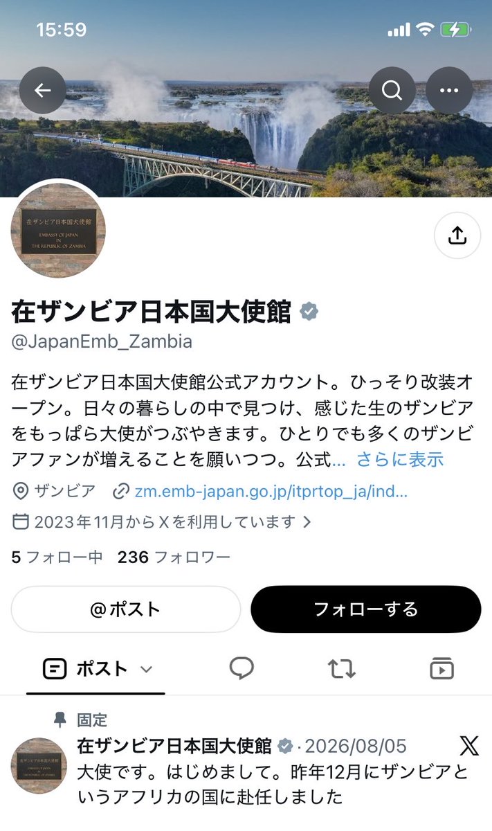 Meganekanchou's tweet photo. 俺らがDE10❗️DE10❗️って言うからザンビアの日本国大使館垢がヘッダーを激Vヴィクトリアカットに変えてんじゃんwww https://t.co/9YWwbUh8S0