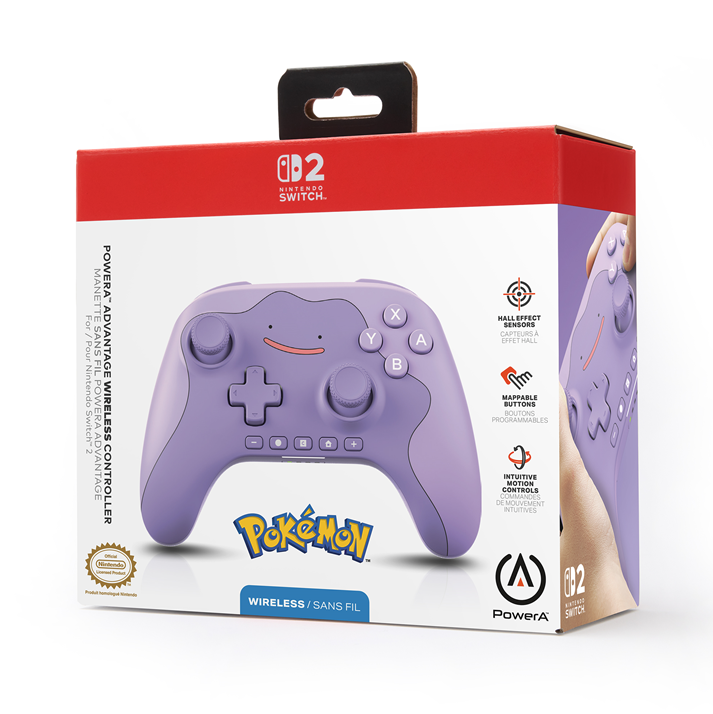 Pokebip's tweet photo. #PokémonGoodies : Visuel de la nouvelle manette sans fil et sacoche pour Nintendo Switch 2 aux couleurs de Métamorph disponibles prochainement (@PowerA) ! https://t.co/1kAu0R5GsL