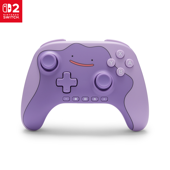 Pokebip's tweet photo. #PokémonGoodies : Visuel de la nouvelle manette sans fil et sacoche pour Nintendo Switch 2 aux couleurs de Métamorph disponibles prochainement (@PowerA) ! https://t.co/1kAu0R5GsL
