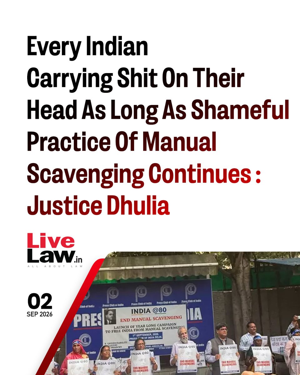 LiveLawIndia's tweet photo. Justice Dhulia lamented that the abhorrent practice was continuing despite the Supreme Court Judgments banning it.
Read more: https://t.co/k6m53TRqIU
#SupremeCourt #JusticeSudhanshuDhulia #manualscavenging https://t.co/Qx4hiLVjXP