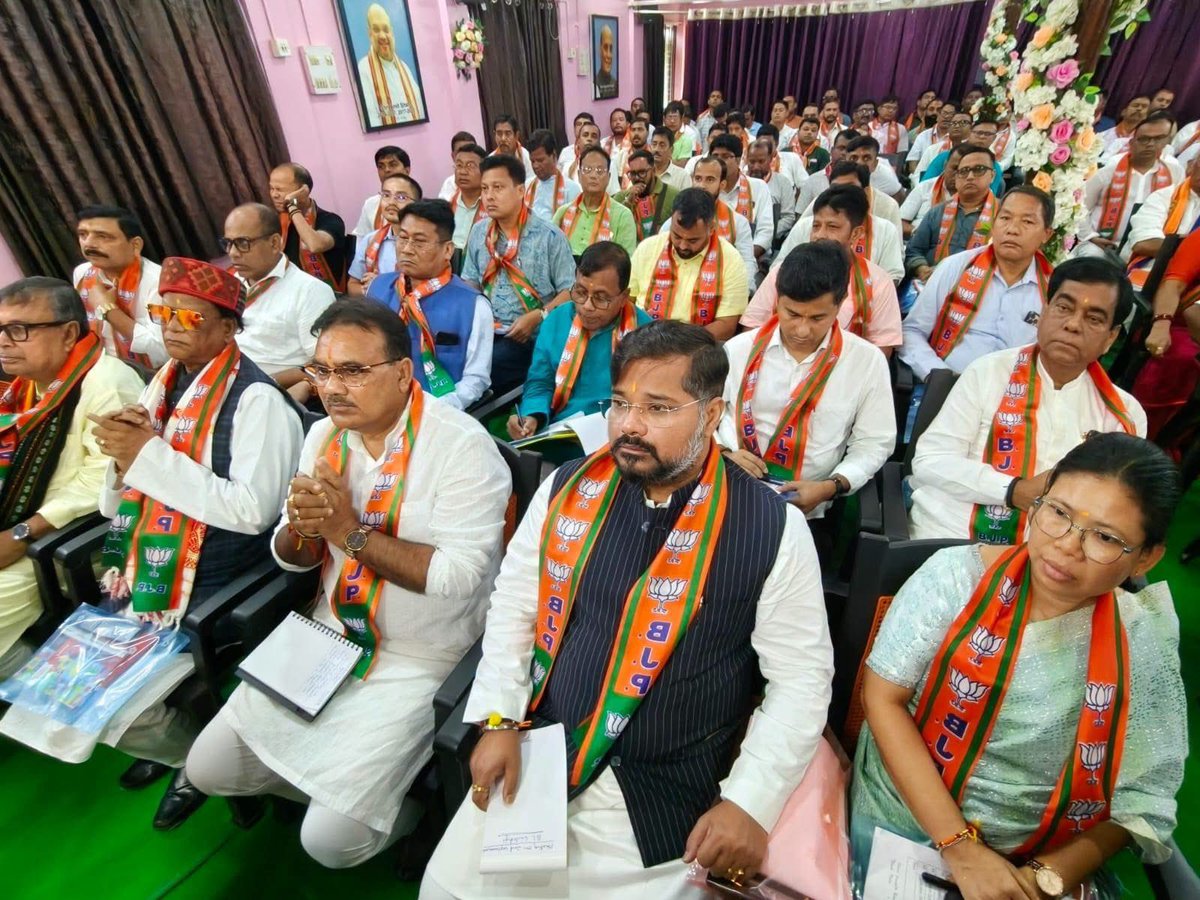 BjpBiplab's tweet photo. Took part in the organisational meeting organised by the Bharatiya Janata Party, Tripura Pradesh, under the guidance of respected Shri @blsanthosh Ji, National General Secretary (Organisation). https://t.co/uUhtTBBBtP