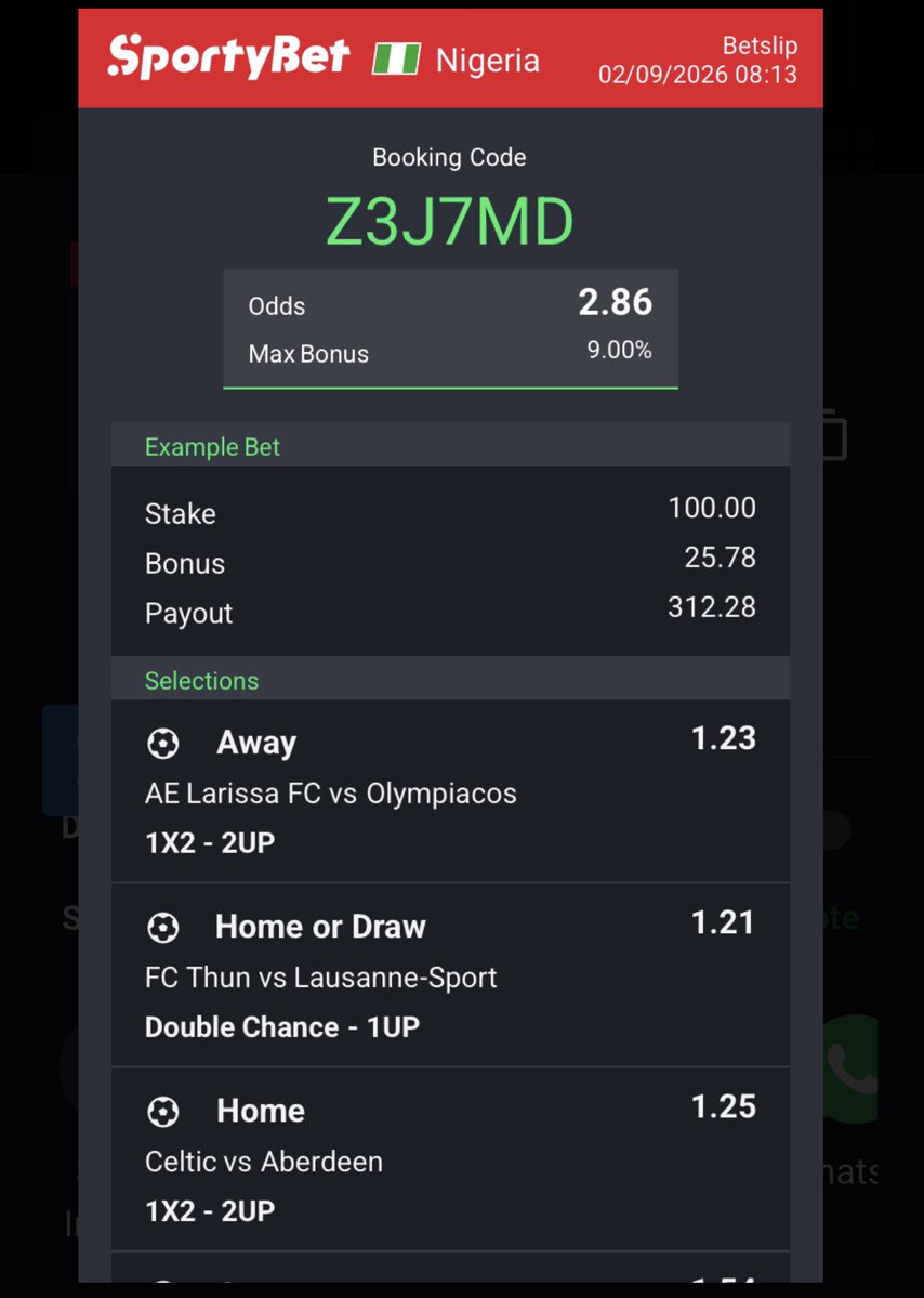 JackMr2odds's tweet photo. 2.86 odds 

Z3J7MD https://t.co/iLDPrmH3Jv