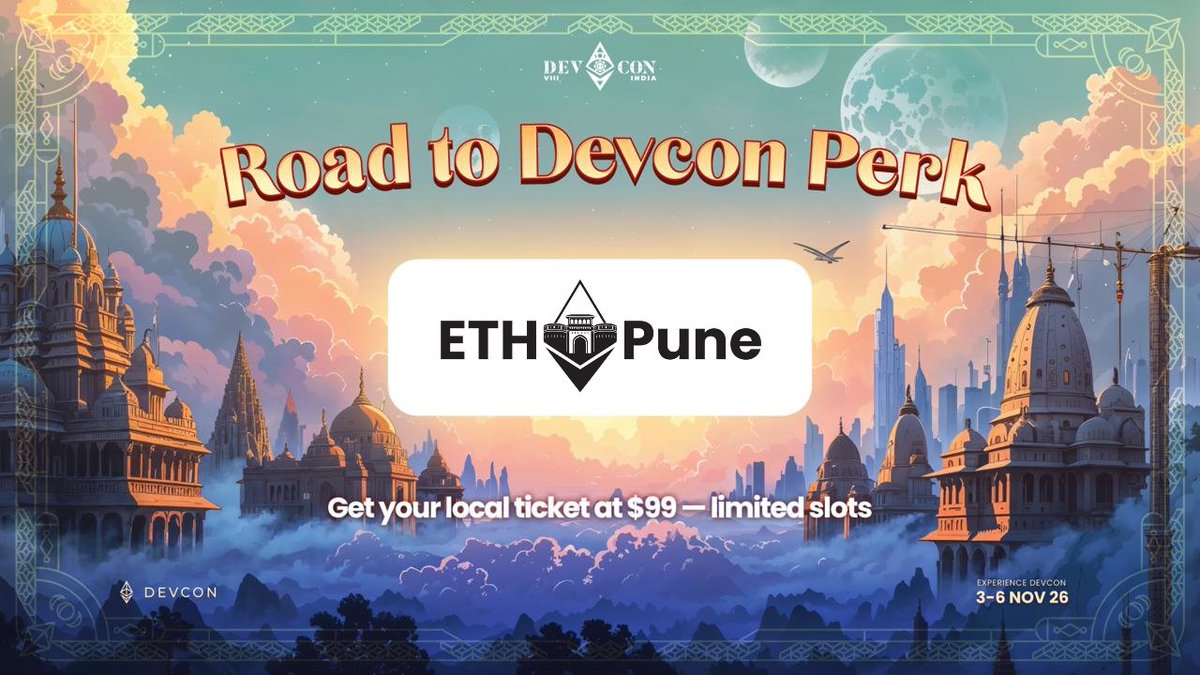 EthereumPune's tweet photo. Road to Devcon community perk 👀

We've secured 20 Devcon 8 tickets for our community at just $99!

If you've attended any of ETH Pune's Road to Devcon events, check your email for the link + discount details.

They're available first come, first served until Sep 15, or while tickets last. 🎟️