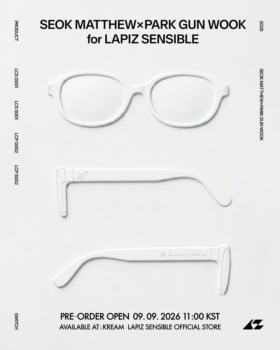 lapiz_sensible's tweet photo. SEOK MATTHEW &amp; PARK GUN WOOK
for LAPIZ SENSIBLE

‘SWITCH’ COLLECTION

ONLINE PRE-ORDER
09.09.2026 11:00 KST

LAPIZ OFFICIAL ONLINE STORE
&amp; KREAM

#LAPIZSENSIBLE #SEOKMATTHEW #PARKGUNWOOK #SWITCH #KREAM https://t.co/2w0v5YAbuZ