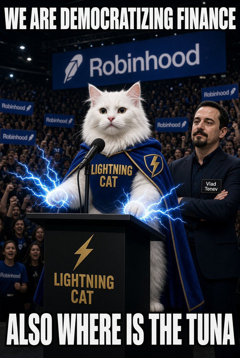 LIGHTNINGCATRBH's tweet photo. Robinhood democratized finance.
Lightning Cat is here to democratize the memes. ⚡️🐈 https://t.co/Dxbqob6INy