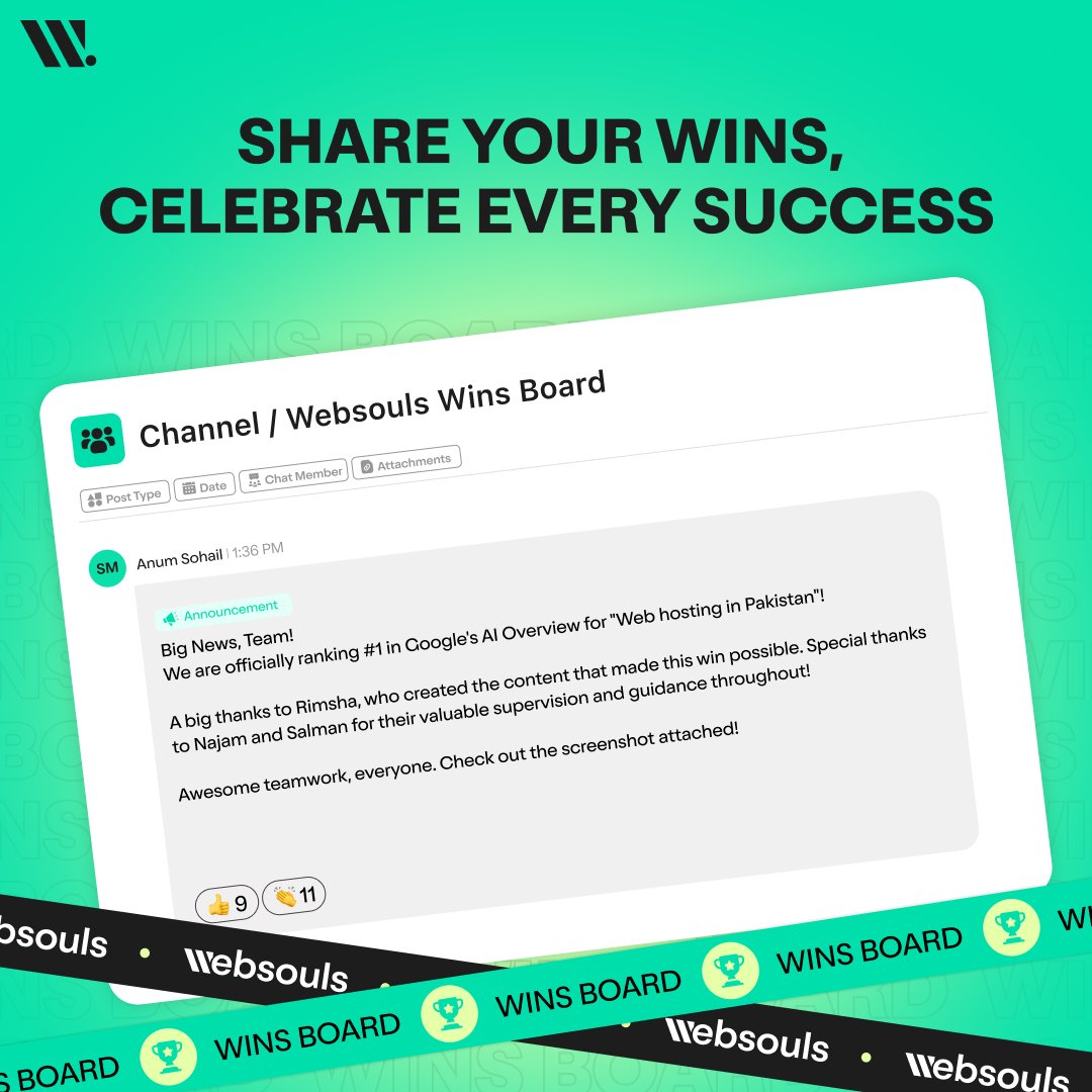 FutureSouls's tweet photo. Every win deserves to be celebrated.

Introducing the Websouls Wins Board, where we recognize the achievements, milestones, successful deals, project closures, and everyday victories that keep our team moving forward. https://t.co/cbpjB4GysR