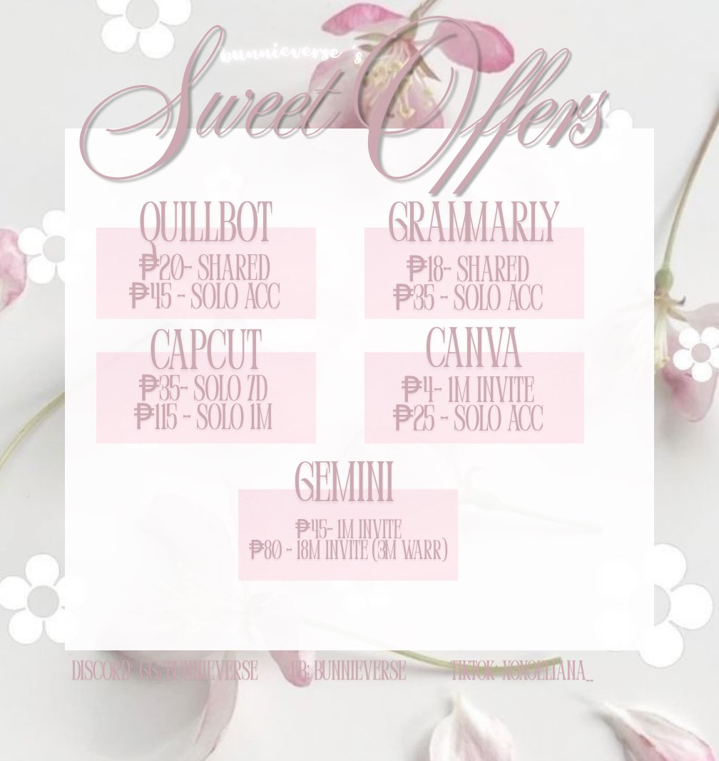 chizrye's tweet photo. ⠀ ⠀ ⠀ ⠀ ⠀
                               ⡞⠳⣄⣀⣠⠞⢷ ֹ۪
                      sweet offers for you !!
     offers: premiums &amp; socmed booch ^^

!! see photo for pricelist &amp; dm me to purch.
🍥 (pinned for legitimacy &amp; sh.p links)

tags: lfs premium lfb https://t.co/ybpjQGysQb
