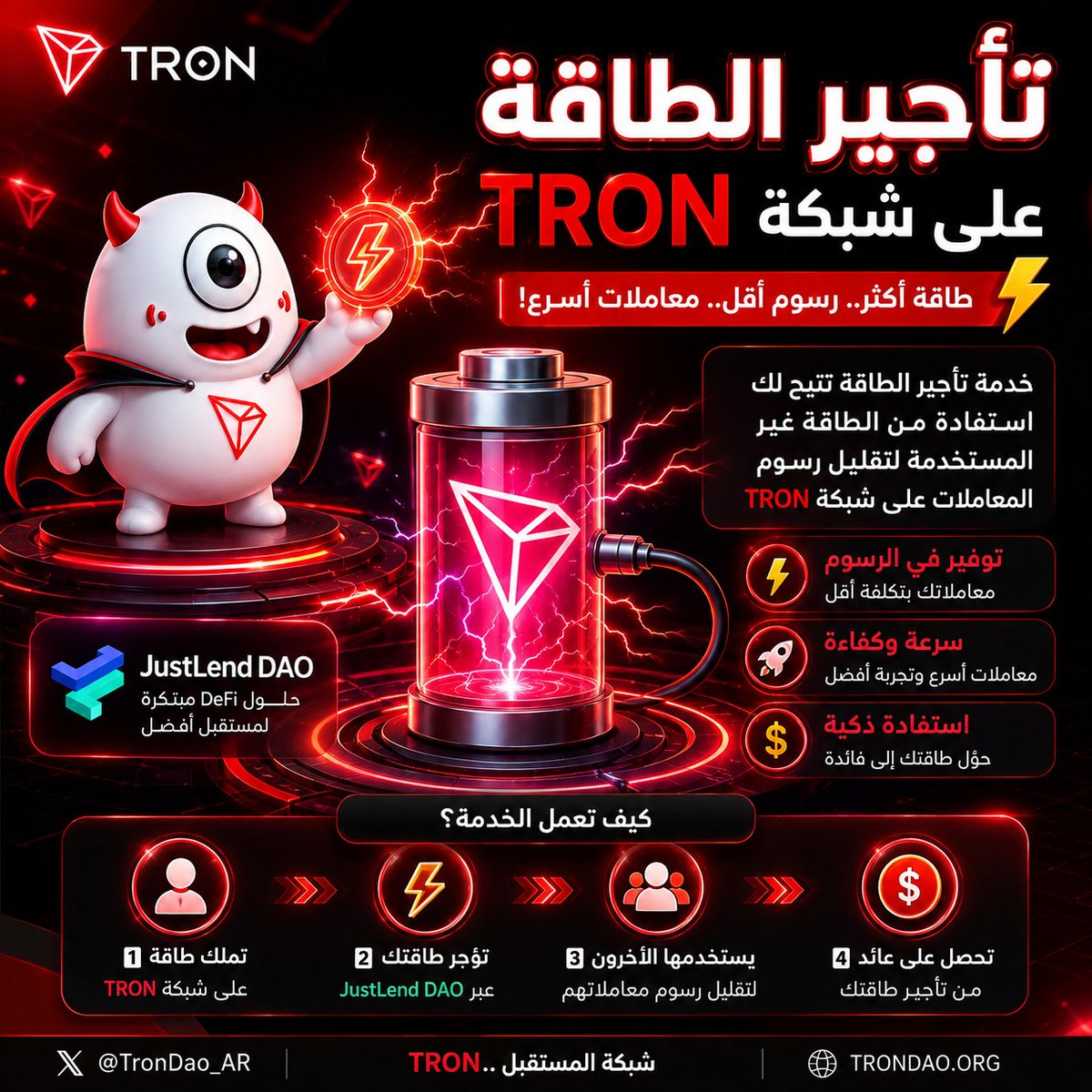15x5l's tweet photo. يا أهل #الكريبتو 👀⚡️

موضوع تأجير الطاقة في TRON صراحة ذكي جدًا⚡️
يعني
بدل ما تدفع رسوم عالية على بعض المعاملات تقدر تستفيد من الطاقة وتوفّر بالتكاليف 💸

ومع خدمات مثل JustLend DAO واضح إن

 منظومة ترون قاعدة تقدم حلول عملية للمستخدمين، مو بس كلام وكريبتو وخلاص 🚀🔺

أنا أشوف تأجير الطاقة من الأشياء اللي كثير ناس ما يعرفون أهميتها إلئ الآن 👌