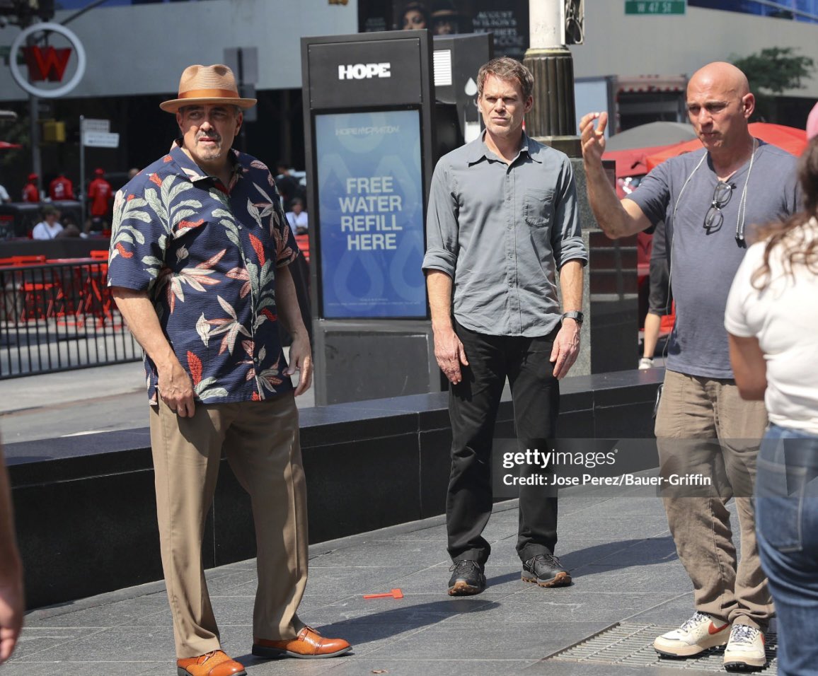 DrakoAfoa's tweet photo. 🚨 BREAKING 🚨 

David Zayas and Michael C. Hall are seen on the set of "Dexter: Resurrection" set in Times Square on September 01, 2026 in New York City 🏙️ 

OMG! ANGEL BATISTA IS BACK 🤯
This scene between Dexter and Angel gonna be so PEAK 🤩 I CAN’T WAIT ‼️ https://t.co/xBjouf35mp