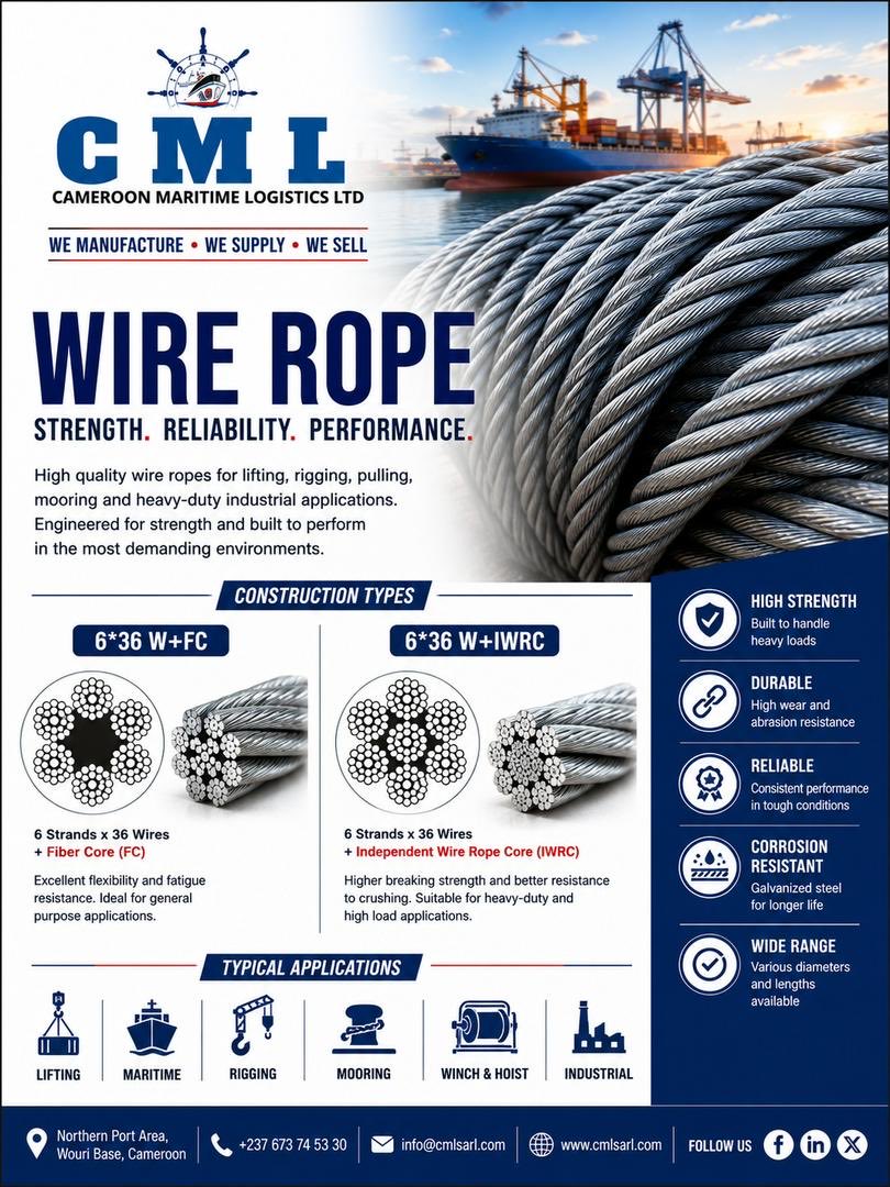 CMLSARL237's tweet photo. Galvanised Wire Rope Steel
CML ltd is Cameroon's Leading Wire Rope (Galvanised and UnGalvanised) supplier. We manufacture and supply stainless steel wire rope, galvanised slings and all types of wire rope products. https://t.co/pPTjynoIcC