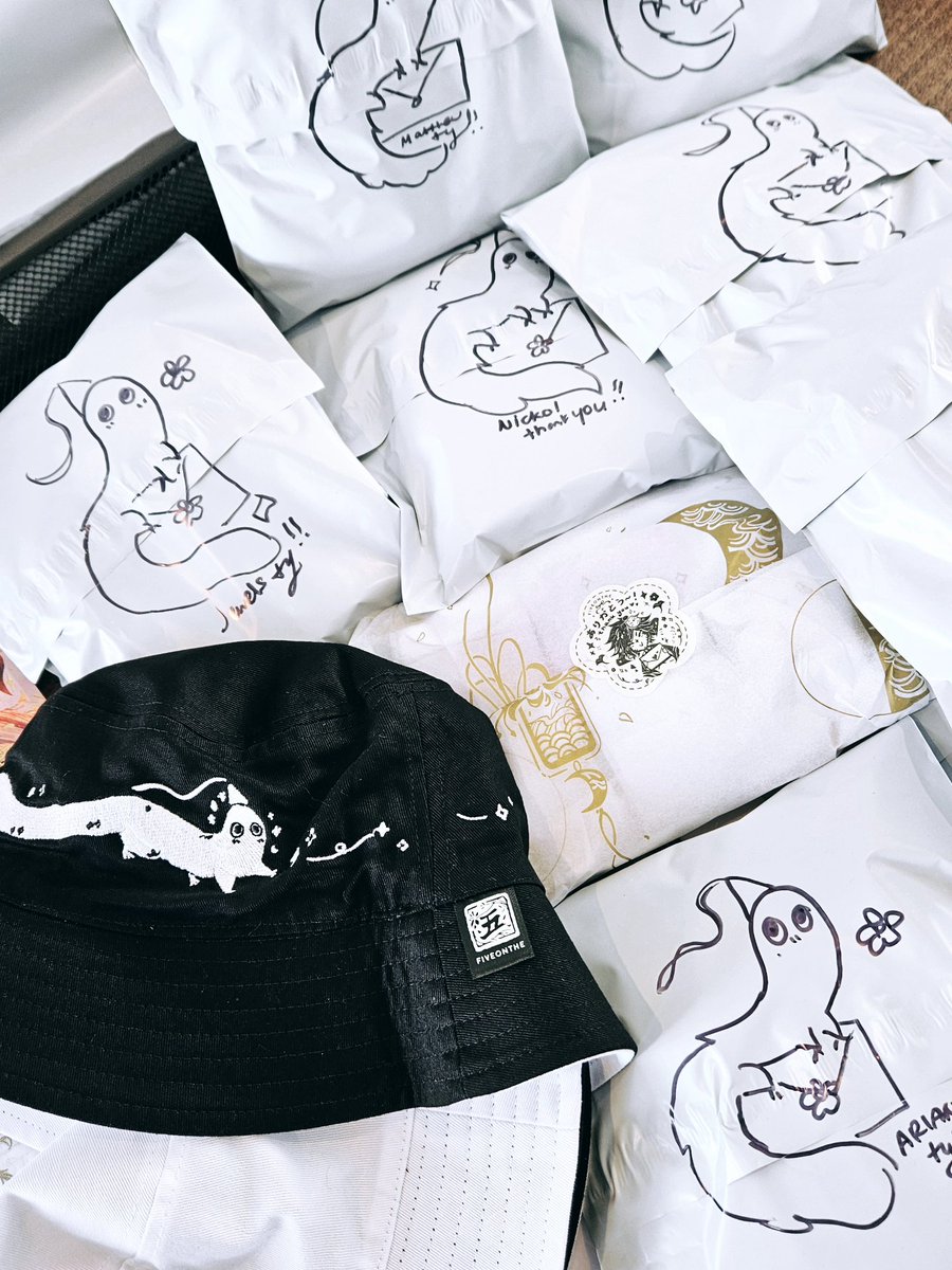 fiveonthe's tweet photo. Brushbuddy bucket hat preorders are currently being shipped out!!! we will have a shop update this month once all is ready 🖤🤍✨️ 

#witchhatatelier https://t.co/rbcHmwfwdo