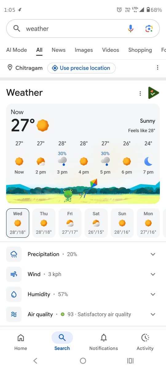 nasirashid's tweet photo. @ThunderWildWx But google weather has other story... totally different from u https://t.co/olhpeZGK3e