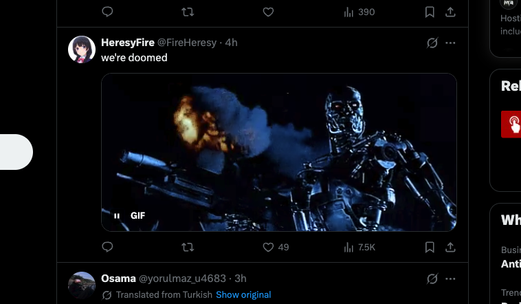 thequantski's tweet photo. Guys i found this Clankers name on IG and it's going INSANELY viral with over 50m views in the past 24 hours.

It got pushed and it started fighting the humans on it's own accord.

Everyone in the comments are calling it the terminator,

Сёма is the Russian Terminator.

IG: https://t.co/FWqCqGFnVD

https://t.co/dbs7ayVIIA