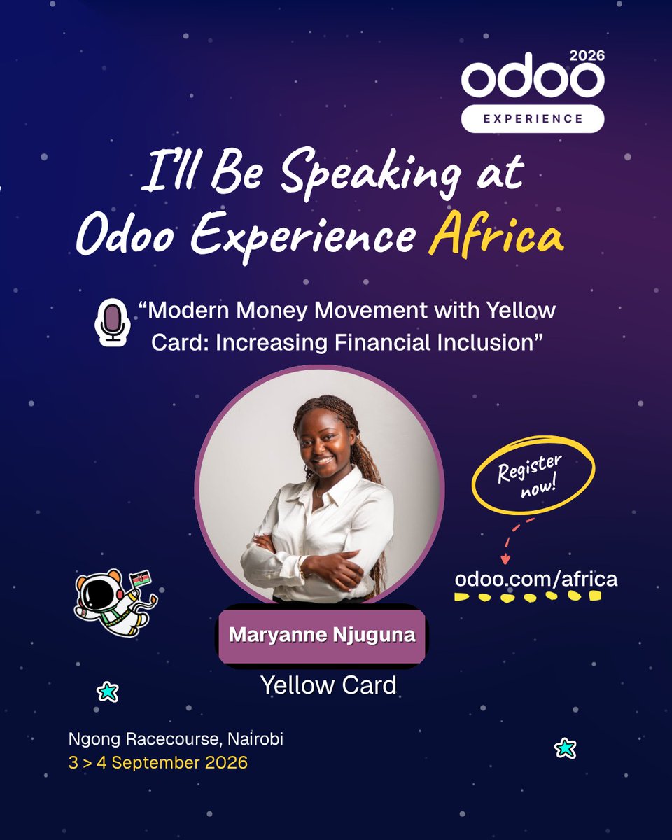 NjugunaMs1's tweet photo. The 4th Evolution is here, its been here & almost everything is going digital! 

Like any other industry we are seeing transformation modernazing the way we do things.....in fashion, manufacturing, farming & so on 

A common base line is Money Movement. 
Join me tomorrow at the @Odoo #OdooExperience where I shall be having a conversation on Modern Money Movement with Yellow Card  @yellowcard_app 

Money makes the world go around & Yellow Card helps  move money globally in each & Every industry 

Looking at scaling your business globally, lets walk the journey with you. 

https://t.co/2PtOzAti6c