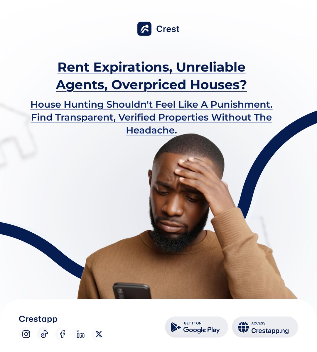 crestAppinfo's tweet photo. Download Crest App today and make your move with confidence.

available on google play store and website https://t.co/Tk8fSVcAgE 

#CrestApp #HouseHunting #RealEstateNigeria #PropertySearch #VerifiedProperties #NigeriaRealEstate https://t.co/E6U5eGZZGx