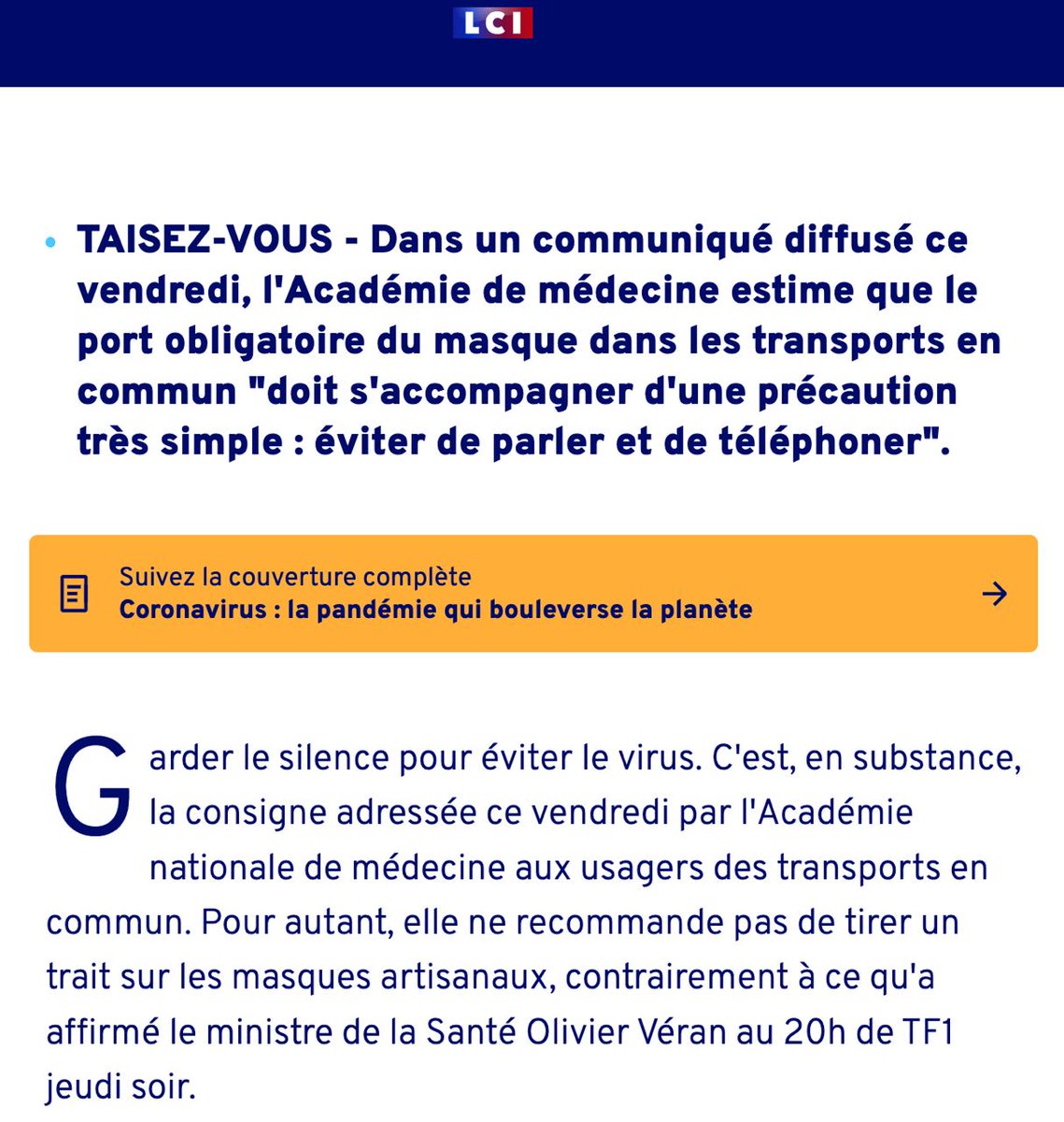 NiONiPardon's tweet photo. 🔴 CoronaCircus

01/2021 Se taire dans les transports en commun, la nouvelle recommandation de l'Académie de médecine. 

https://t.co/r5BpxTbtTN https://t.co/aHLPMfCHBM