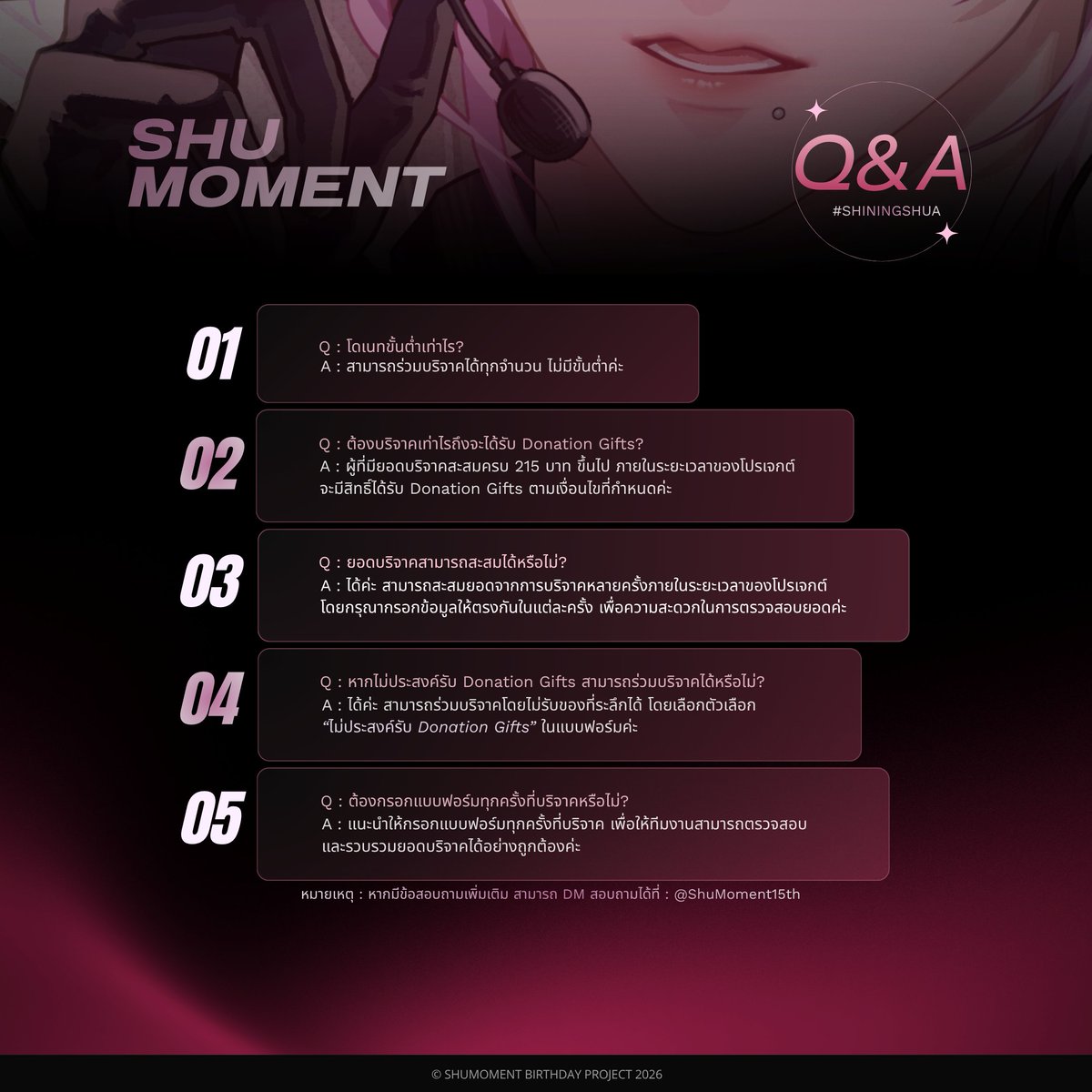 ShuMoment15th's tweet photo. < 𝑺𝒉𝒖𝑴𝒐𝒎𝒆𝒏𝒕 𝟐 : 𝑺𝑯𝑰𝑵𝑰𝑵𝑮 𝑺𝑯𝑼𝑨 >

1st Moment - "Charity"
#ShiningShua #หมูไอดอล

~ Q &amp; A Session 💬 ~ https://t.co/juPdvbBVbC