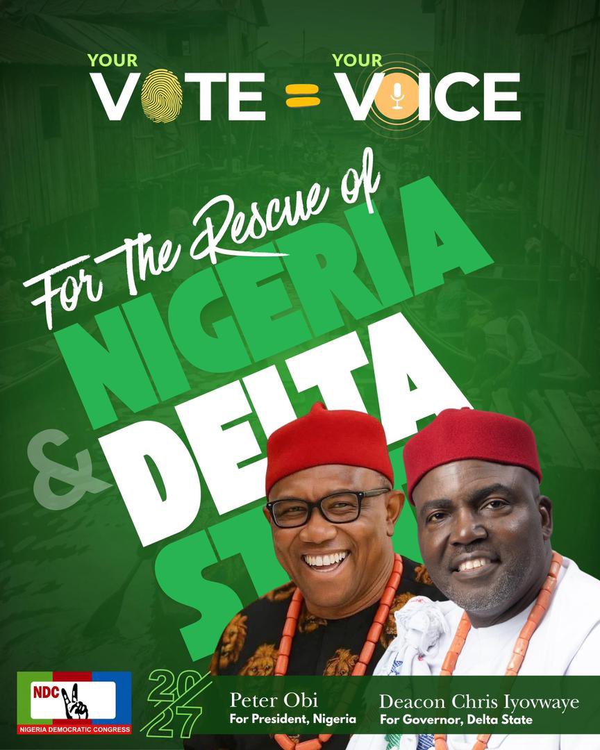 FamousBobson's tweet photo. NDC !! My father is contesting . 

Delta state  went from an oil state to being a keke &amp; POS state ..  Please get your PVC https://t.co/60U6MBTWwk