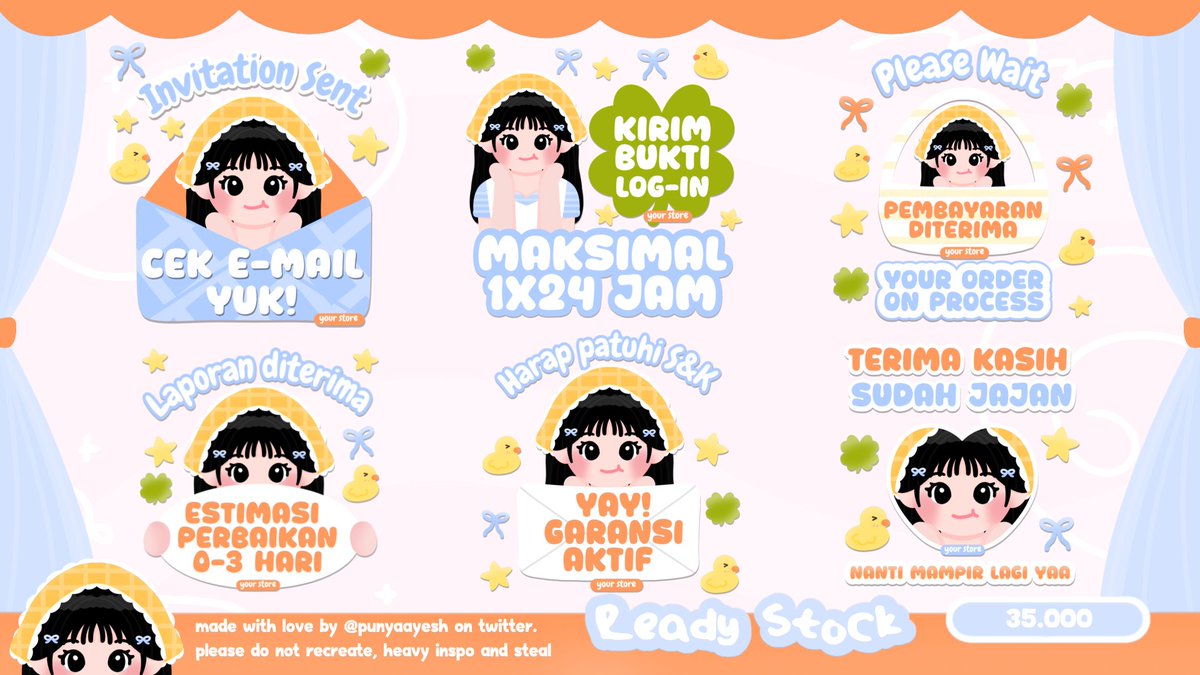 punyaayesh's tweet photo. bantu retweet? terima kasih yaa <3

hello gucyy! adaa ready stock sticker pack siap dijemput melalui wa/dm 

: free retext
: bisa bundling wallpaper, wm, dan lainnya 
: bisa tambah jumlah stiker

aku open by request juga, boleh cek katalog di bio ~
met jajankk :3

#bealanjaㅤ https://t.co/E5QuTQAyWp