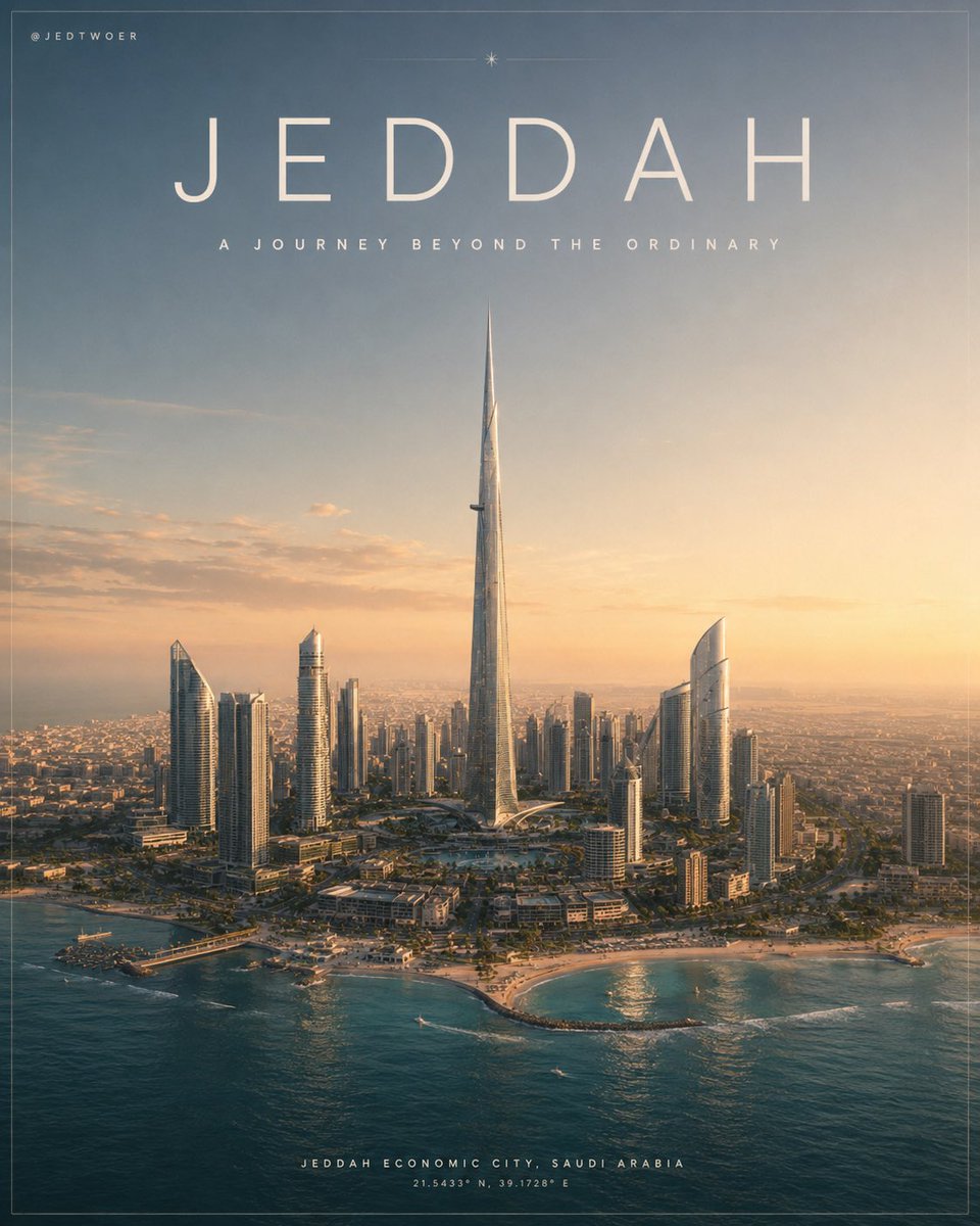 JEDTOWER's tweet photo. 🚨🇸🇦 واحدة من أكبر مميزات #برج_جدة ومدينة جدة الاقتصادية؟ الموقع.

المشروع جالس على واجهة مباشرة على البحر الأحمر 🌊
وهذا يعطي البرج والمدينة قيمة مختلفة تمامًا؛ إطلالات مفتوحة، واجهة بحرية ضخمة، وموقع يخلي المشهد من الجو استثنائي.

برج بارتفاع يتجاوز الكيلومتر، ومدينة كاملة حوله على ضفاف البحر الأحمر…
هنا قوة المشروع ما هي في الارتفاع فقط، حتى الموقع نفسه جزء من الأيقونة. 👀🔥