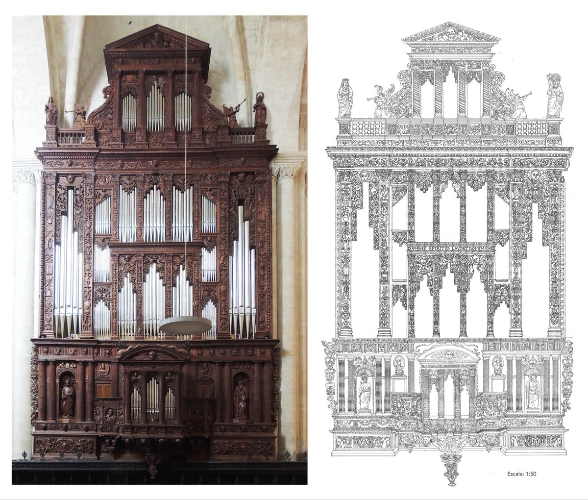 mv_arte's tweet photo. Hace 14 años restauramos la fachada y la mazonería del órgano mayor de la Catedral de Tarragona, y debajo de la escultura de San Pedro nos encontramos una partitura que entregamos a la Delegación de Patrimonio del Arzobispado. https://t.co/3KGU6rqSbq