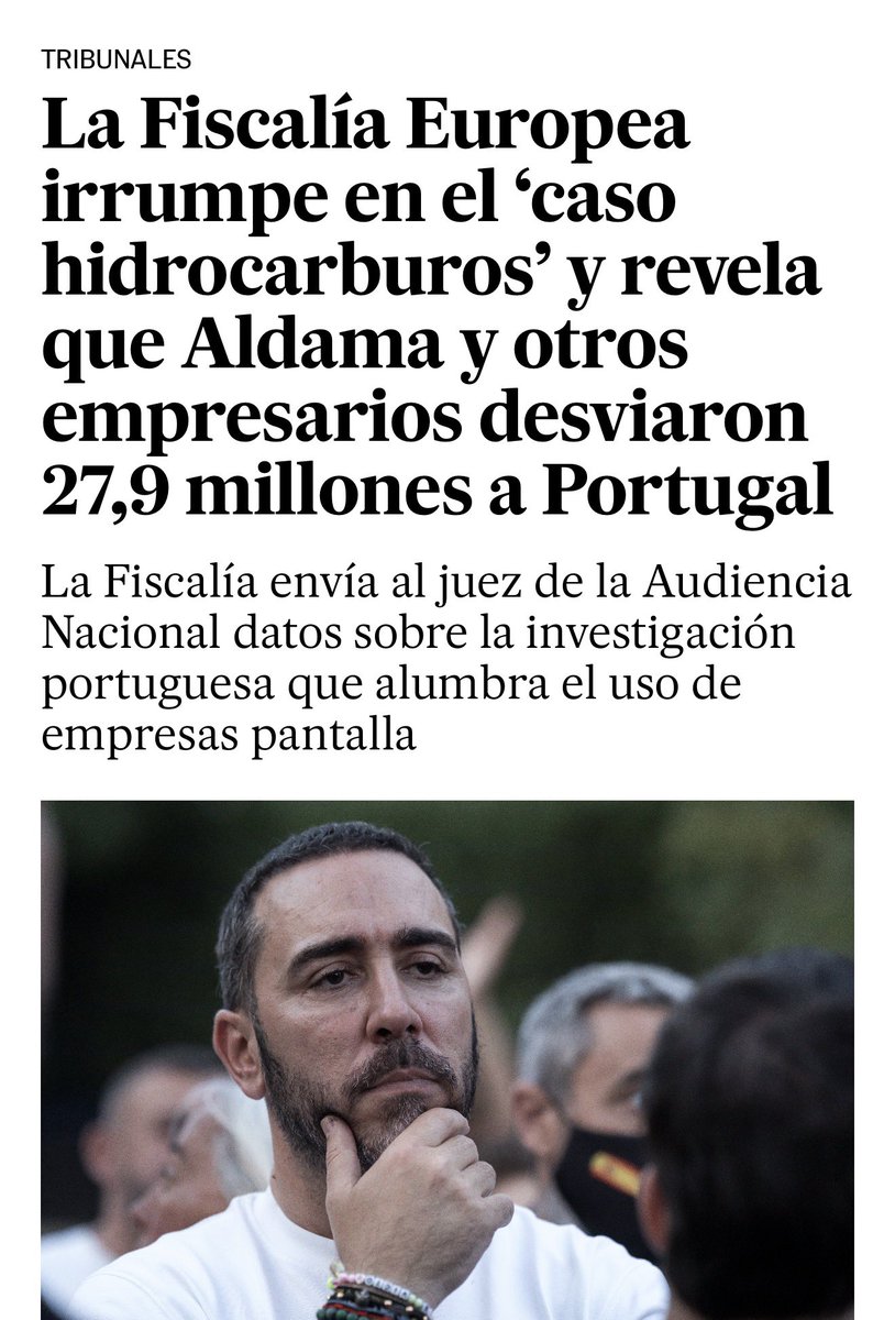 crispmarcote's tweet photo. Aldama intentando desviar la atención con mentiras mientras la realidad es que desviaron millones de euros a Portugal. Sinvergüenza. 

Pero tranquilos, que de momento continuará libre para pasearse por los platós de Mediaset. 

https://t.co/Ur7sj6tkGg https://t.co/c7Wytbr8GA
