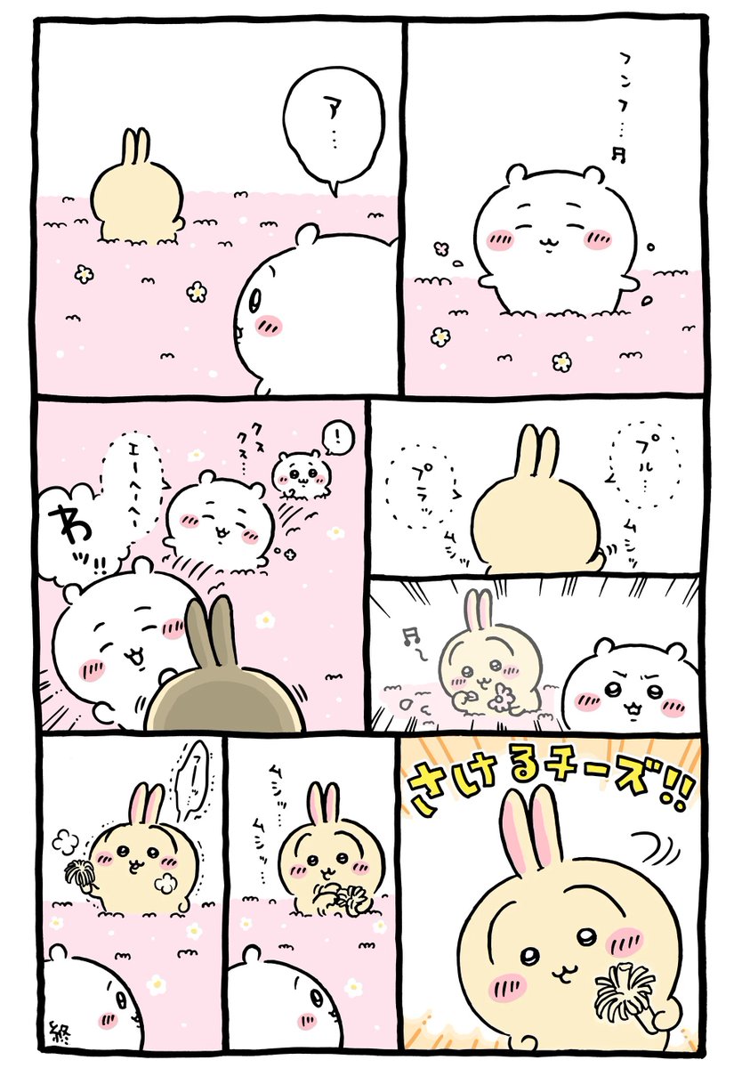 rakkodoidoi's tweet photo. 치이 상상 속 우사기 초롱초롱눈 보실 분
치이 필터 들어간 거 같아서 웃김(P)

와아 꽃점 치고 있나봐!! 하면서
놀래켜주려고 살금. 살금. 뒤에서 다가가는데 

우사기가 하고 있던 것: 치즈 찢기 https://t.co/CbT7xi1N0O
