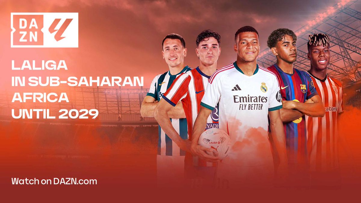 SiwenguEngage's tweet photo. @DAZN EXPANDS ITS GLOBAL FOOTPRINT IN SUB-SAHARAN AFRICA, BRINGING EVERY @LaLiga EA SPORTS MATCH TO FANS IN THE REGION THROUGH 2029

https://t.co/8H5MmoC97i https://t.co/lt6k5WvEqb