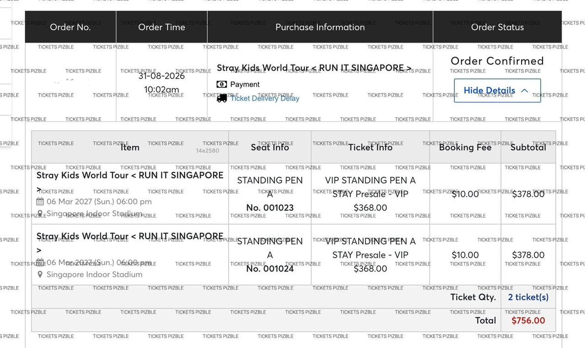 pizble's tweet photo. Hi!! WTS STRAY KIDS RUN IT SINGAPORE
i have 2 VIP STANDING PEN A day 1 low qn
And 2 VIP SEATING 221 3RD ROW day 2
dm/rep if interested &amp; proof. Serious only!! #straykids https://t.co/ssrsRUARO7