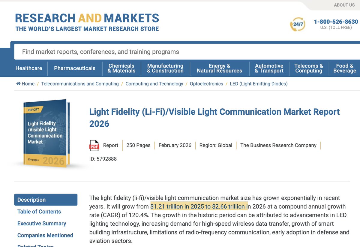 CorinneNokel's tweet photo. Light Fidelity $2.66 trillion Market in 2026
#LiFi
@mcne73001
@psinergy_SDW
@Anti5GWarrior
https://t.co/xaDkwv9fGR
https://t.co/2mRw5rjHKP https://t.co/45dC0ceocp