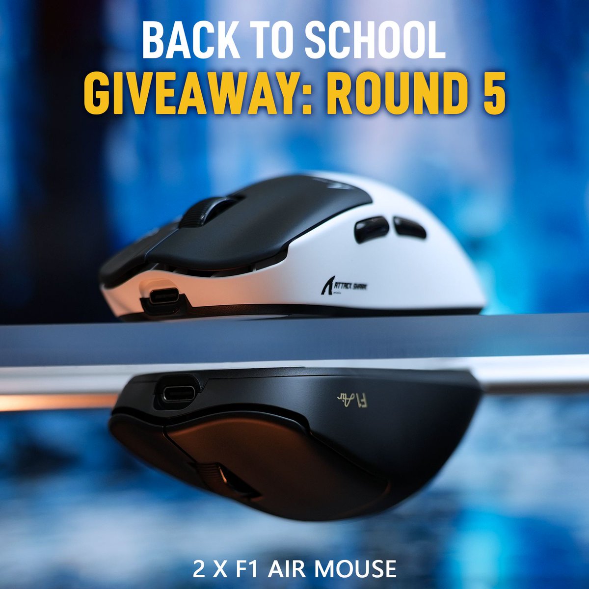 ATTACKSHARKGEAR's tweet photo. 🦈ATTACK SHARK  Back to School Giveaway Round 5! 🎒

📅 Sep 2 –  Sep 8

🏆 Prize: 2 × F1 AIR MOUSE

🎁 Enter the Giveaway:
https://t.co/Uz28v4KYYL

🔥 Check Out the Back-to-School Event:
https://t.co/AqAvTHtQrd

#ATTACKSHARK #BackToSchool  #UltraLightMouse  #60000DPI  #PAW3955MAX https://t.co/dOSd4tiR3g