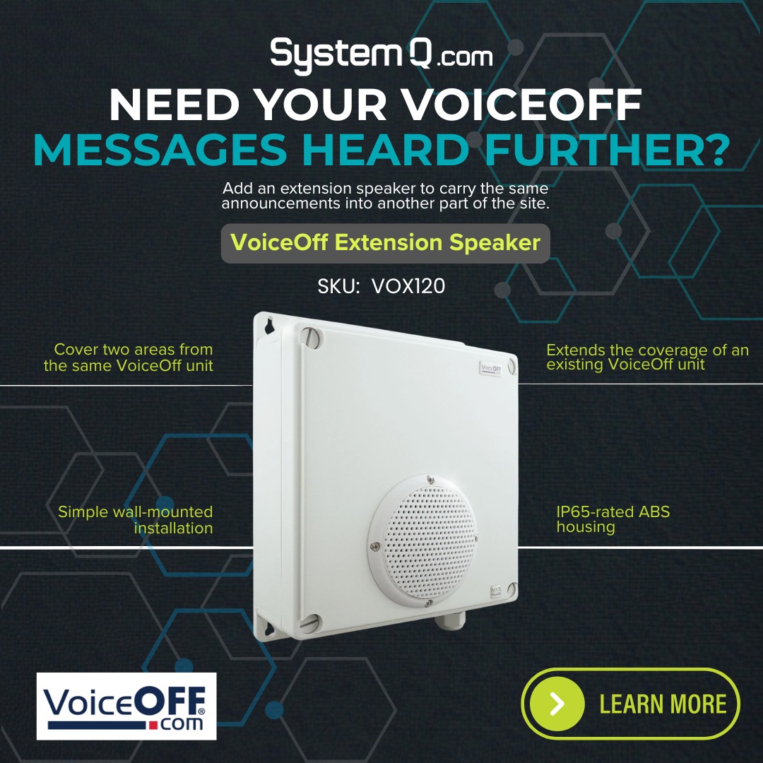 GregoryBeefo's tweet photo. VoiceOff is doing the job, but the message needs to reach farther? For larger spaces or two-area sites, extend coverage with the VoiceOff Extension Speaker—an 8W, 8Ω, IP65 wall-mounted speaker designed specifically for VoiceOff. https://t.co/2CpKgRhfi5