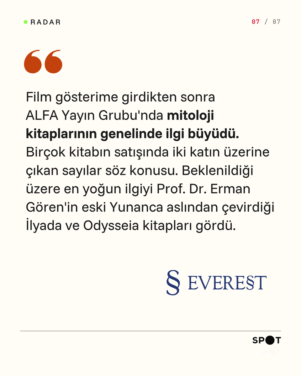 aaspotcom's tweet photo. 🎥 Nolan'ın "The Odyssey" filmi Homeros satışlarında rekor kırdırdı 

📚 Oscar ödüllü yönetmen Christopher Nolan’ın gişeleri altüst eden filmi, yayıncılık dünyasını da hareketlendirdi  

Türkiye’deki kitap satışlarındaki son durumu yayınevlerine sorduk ⤵️

https://t.co/QfG2zj4hAl