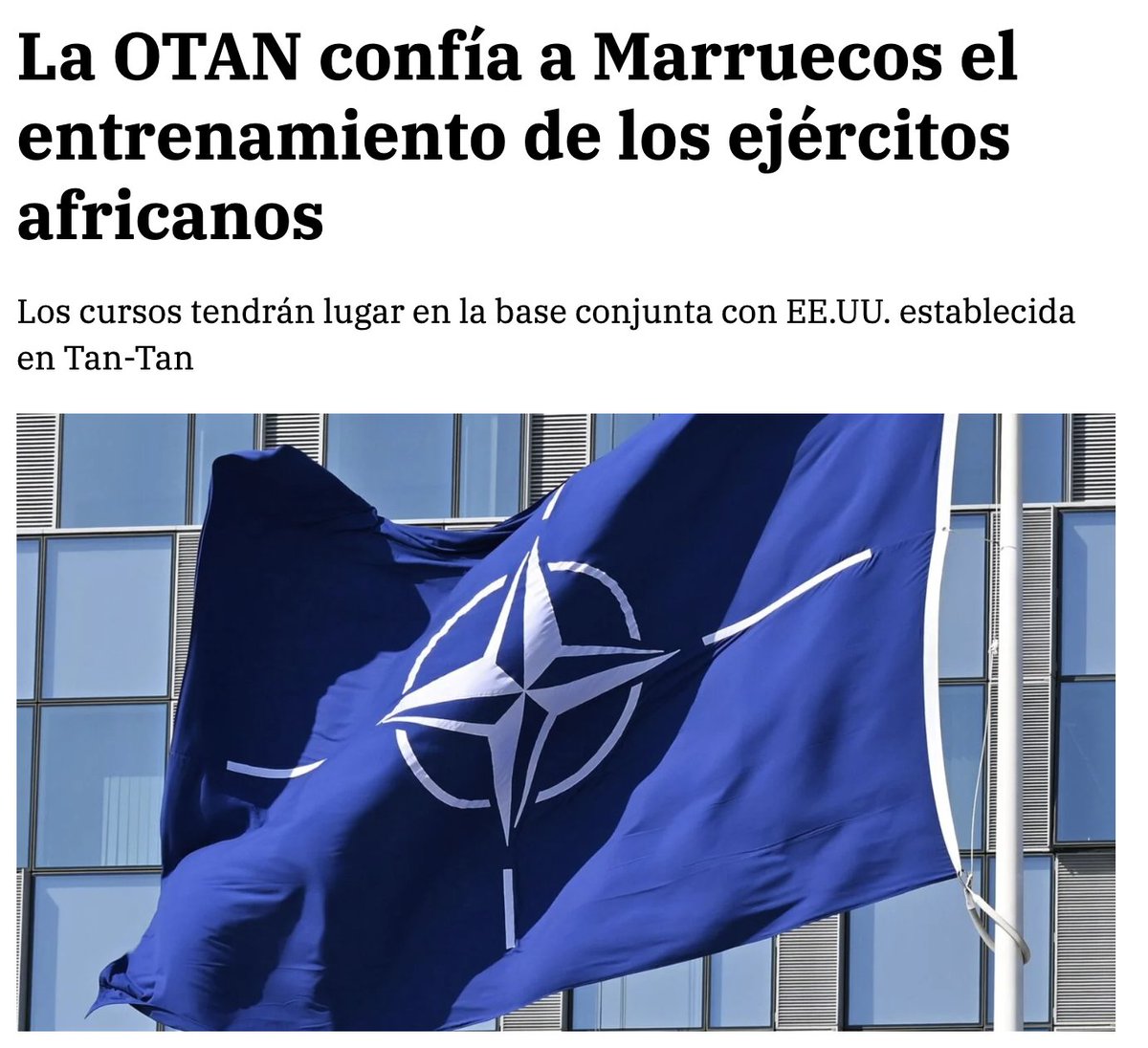 JavierVillamor's tweet photo. IMPORTANTE ‼️

La OTAN confía a Marruecos el entrenamiento de los ejércitos africanos

1) Marruecos coordina una invasión de un miembro de la OTAN
2) La OTAN premia a ese país con coordinar el entrenamiento de los ejércitos africanos bajo la supervisión occidental
3) Después te dirán que a Marruecos no le permiten hacer lo que hace desde dos capitales, una al oeste y otra al este