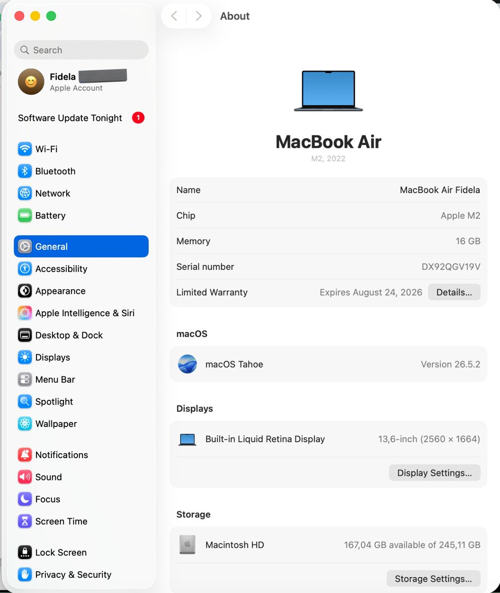 eldels_'s tweet photo. WTS jual Macbook Air M2 16/256 GB

Baterai Health 96%
CC : 177
Pembelian Agustus 2025 

Cod Jakarta sekitar https://t.co/SYRpOSosfK