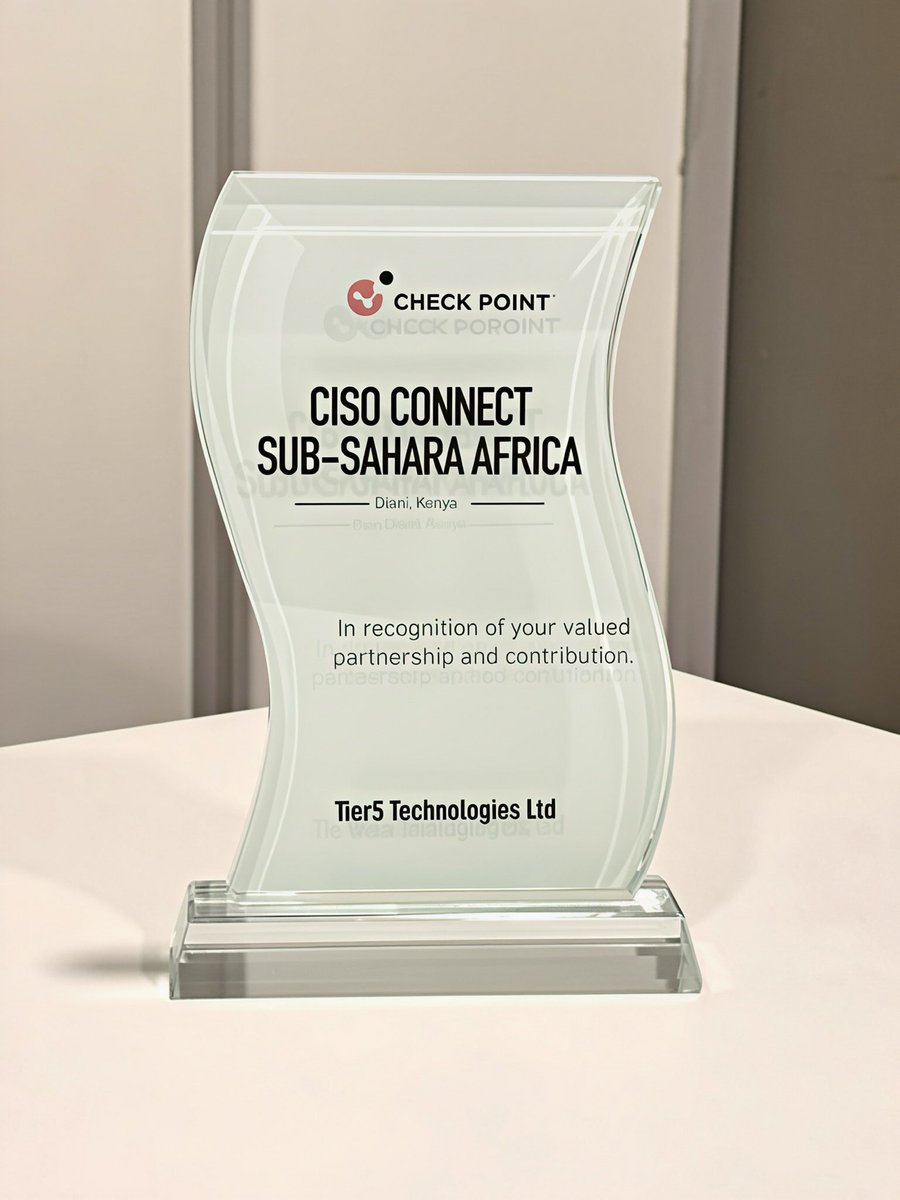 T5Technologies's tweet photo. 🏆Recognition of Partnership &amp; Contributions At Tier5 Technologies,we believe strong partnerships drive meaningful impact. We’re proud to be recognized for our contributions at CISO Connect Sub-Sahara Africa. #Tier5Technologies #Checkpoint #Itsolutions https://t.co/eu5qFCiv4j