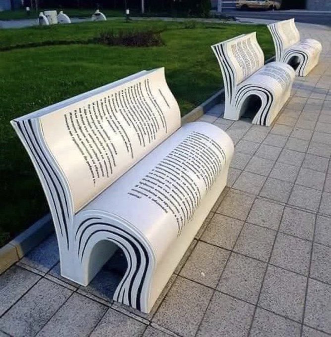 Rainmaker1973's tweet photo. Benches outside a library in Bulgaria https://t.co/TA2aff7CaZ